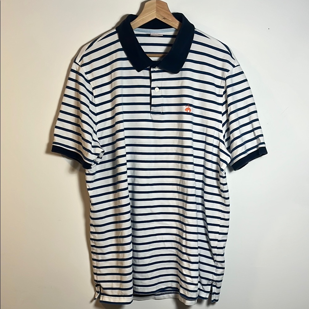 Brooks Brothers Men's Striped Short Sleeve Polo Shirt - Navy & White